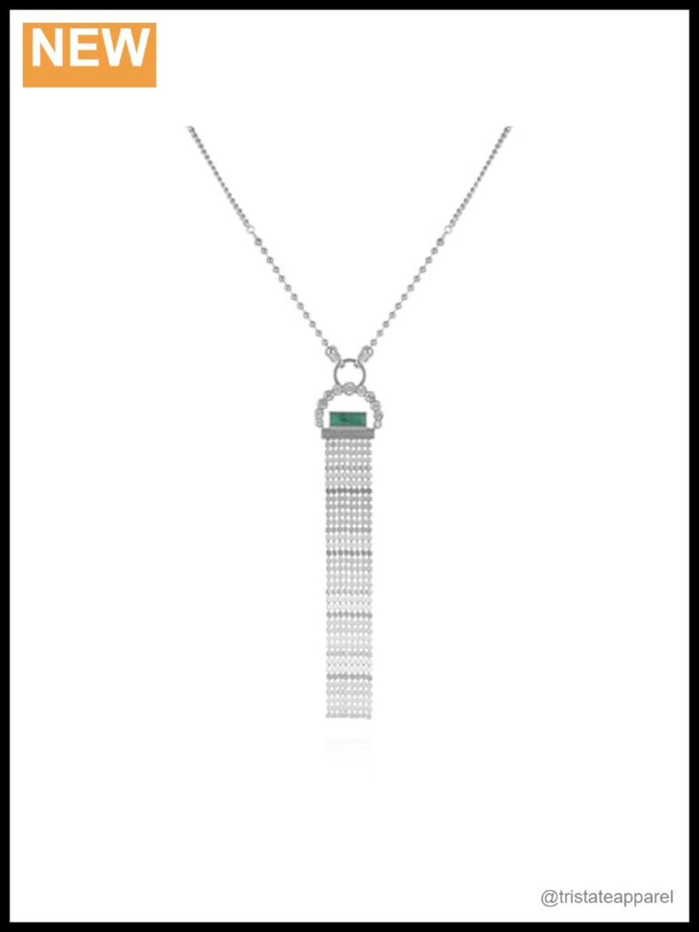 Silvertone Crystal Stone Pendant Necklace with Lobster Clasp